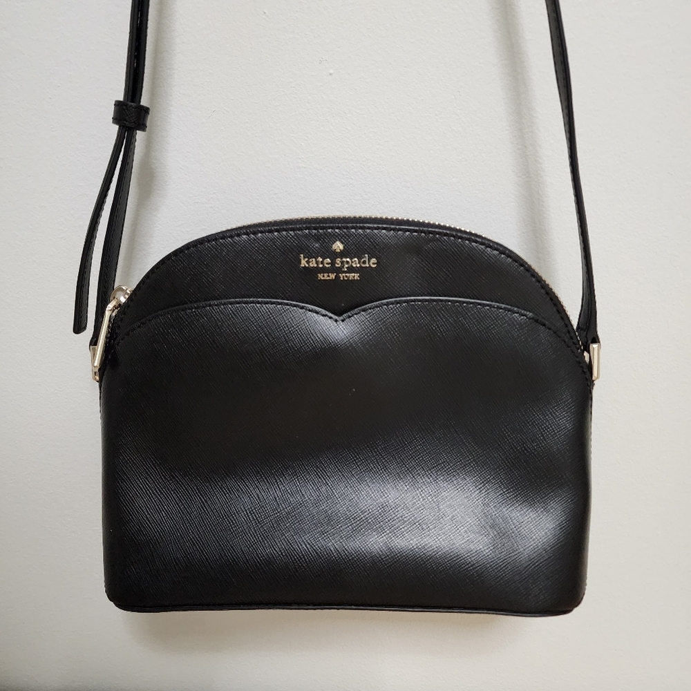 Kate Spade Payton Dome Saffiano Leather Crossbody Purse in Black - Picture 2 of 11